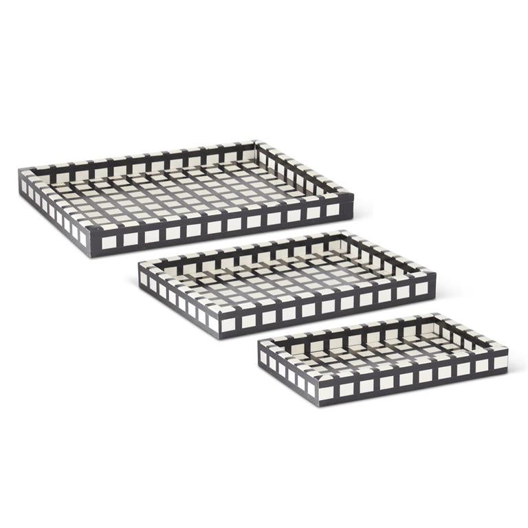 Black & Cream Check Tiled Tray | 3 Sizes