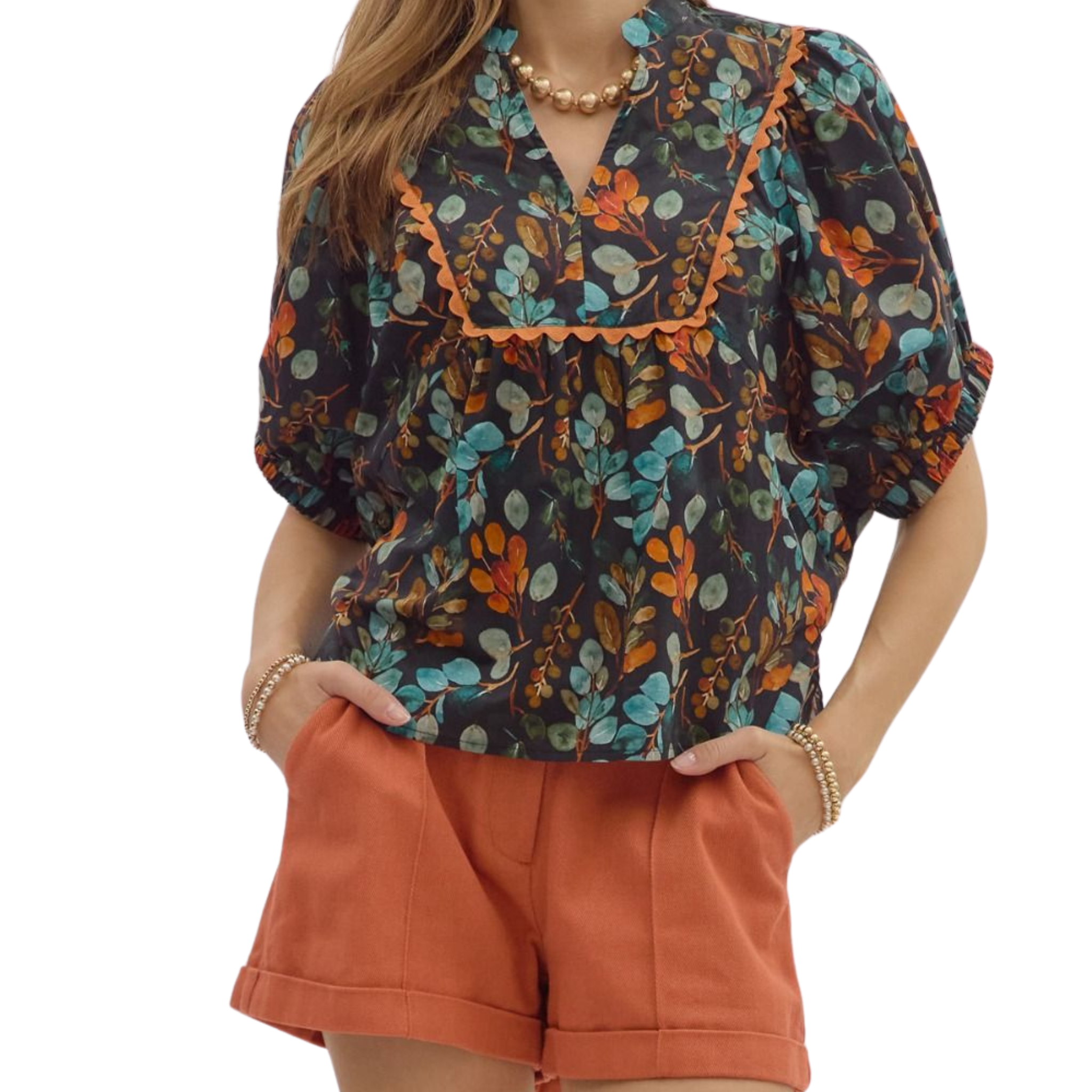 Floral Dolman Sleeve Blouse