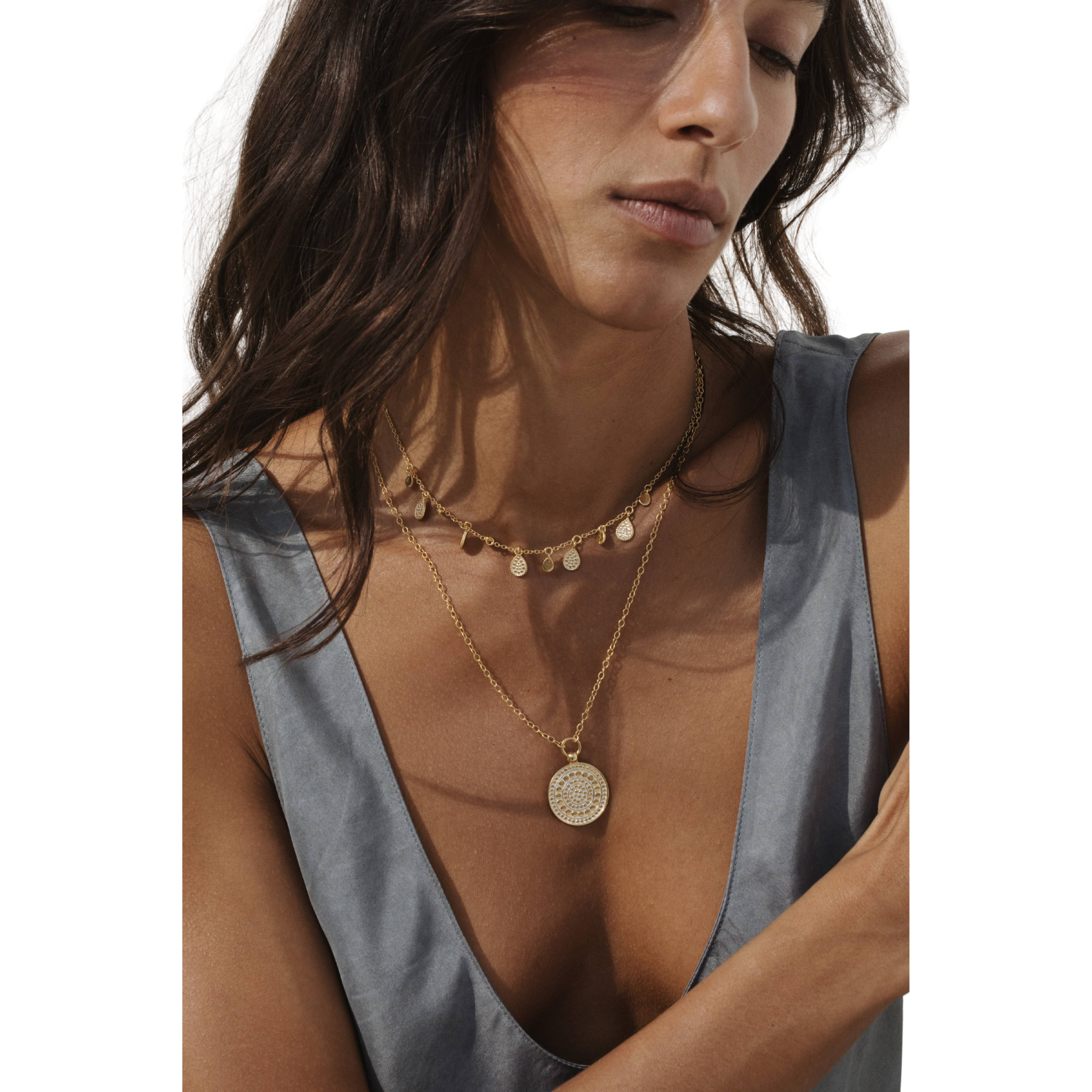 Harmony Drop Charm Necklace – 15–17" Adjustable – Gold