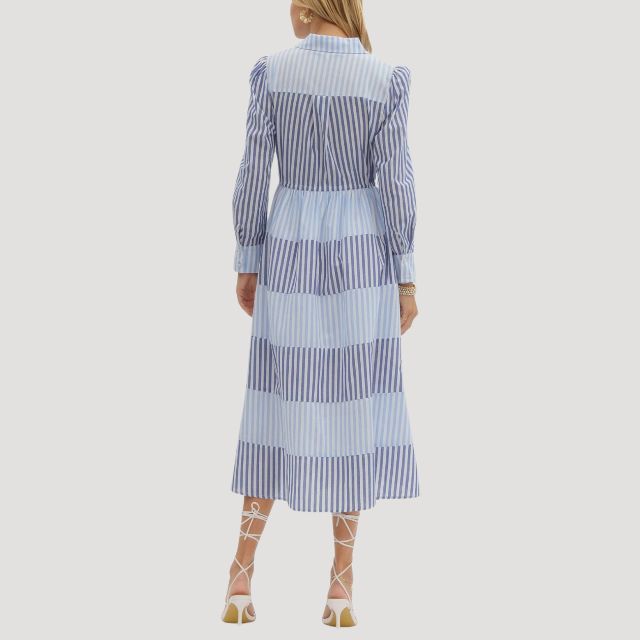 Striped Color Block Midi Dress