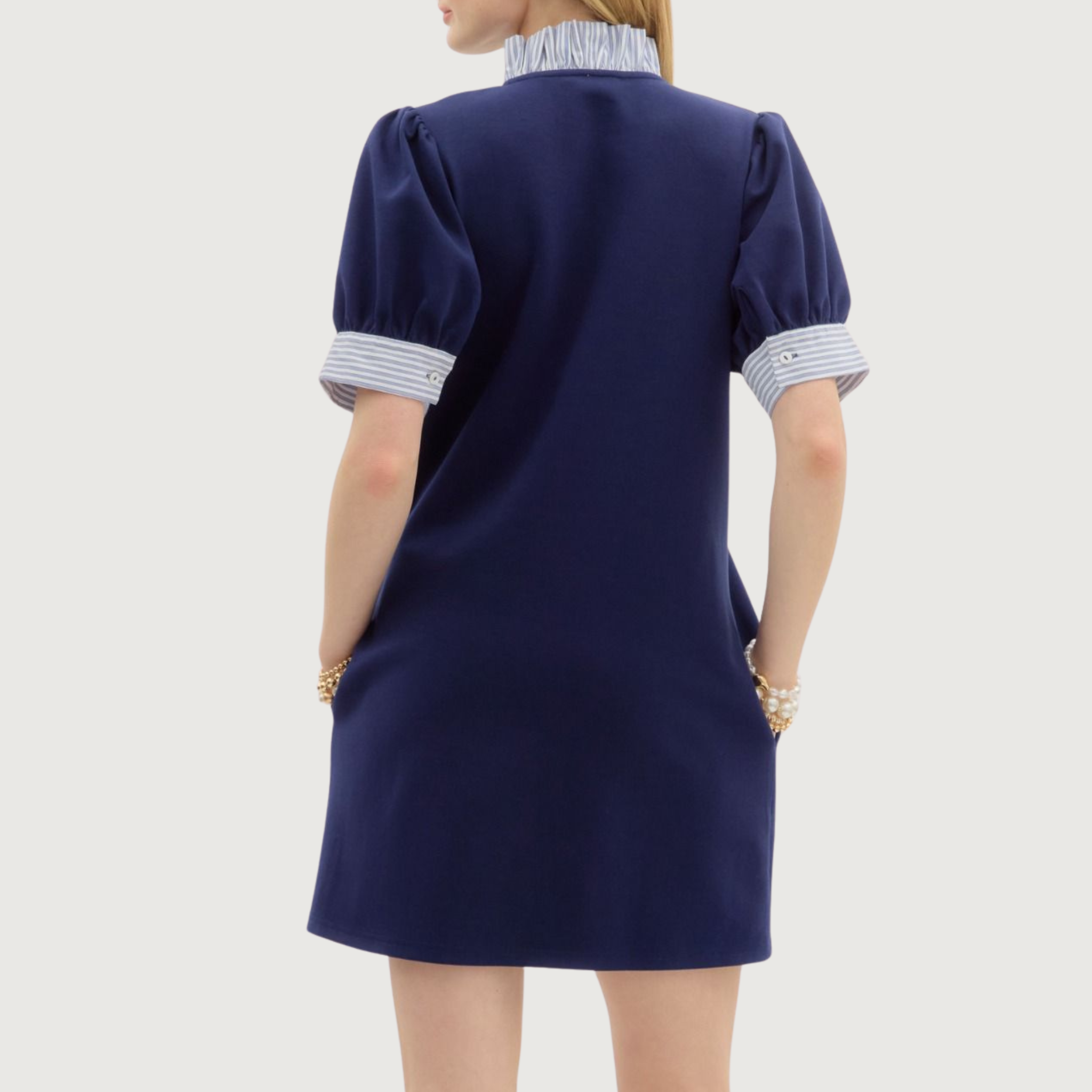 Solid Puff Sleeve Mini Dress