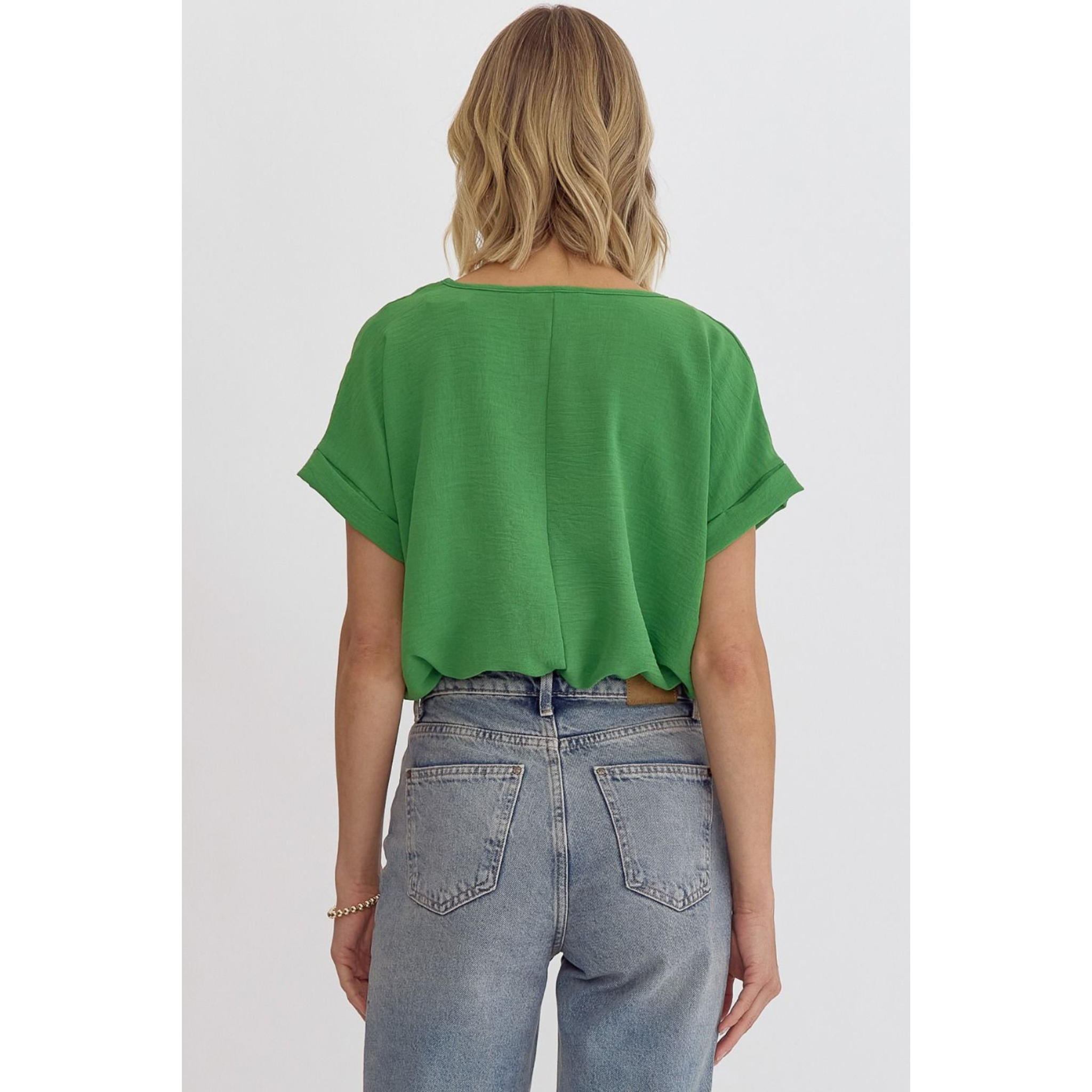 Women's V-Neck Short Sleeve Bodysuit | Green