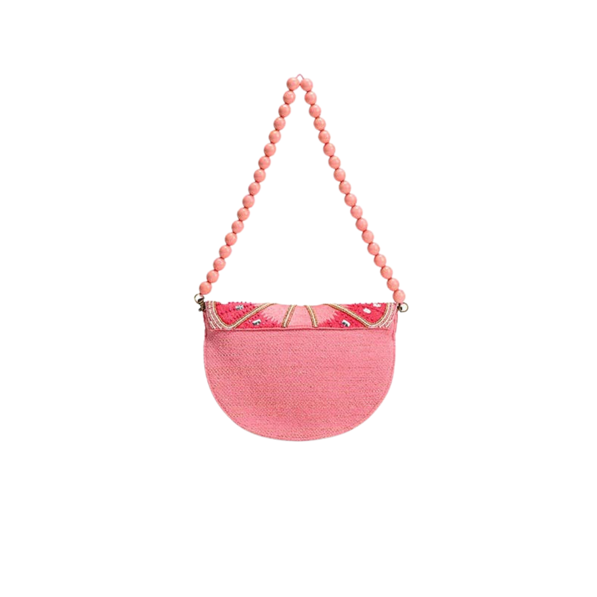 Cresent Pink Lemon Embellished Shoulder Bag