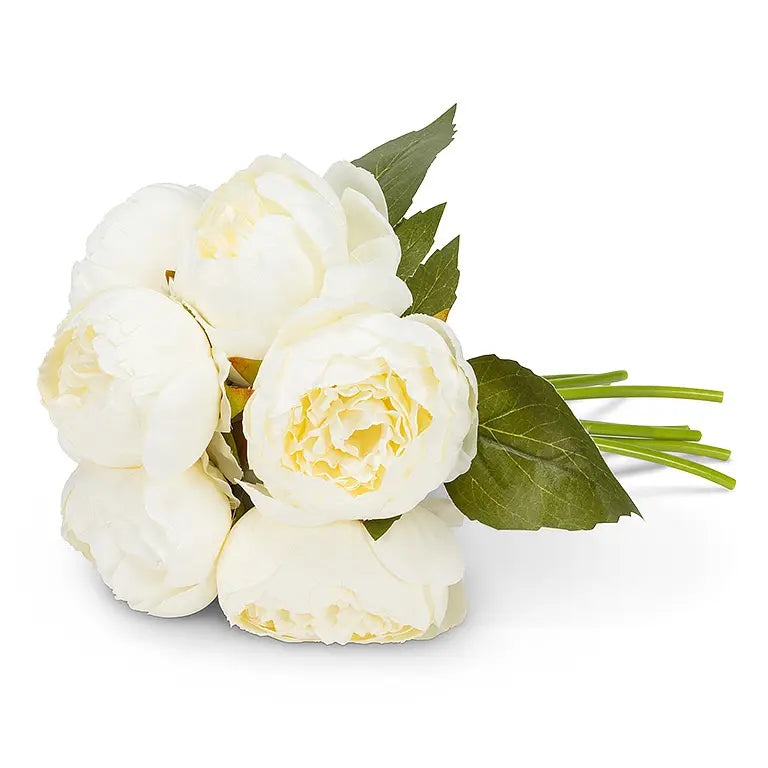 Peony Bouquet | White 10"H