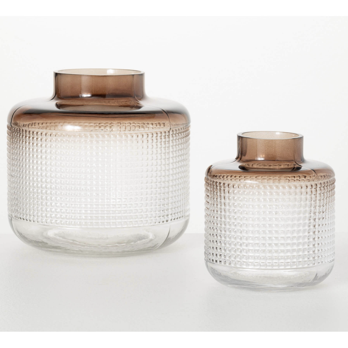 Taupe Tinted Glass Block Vase (2 Size Options)