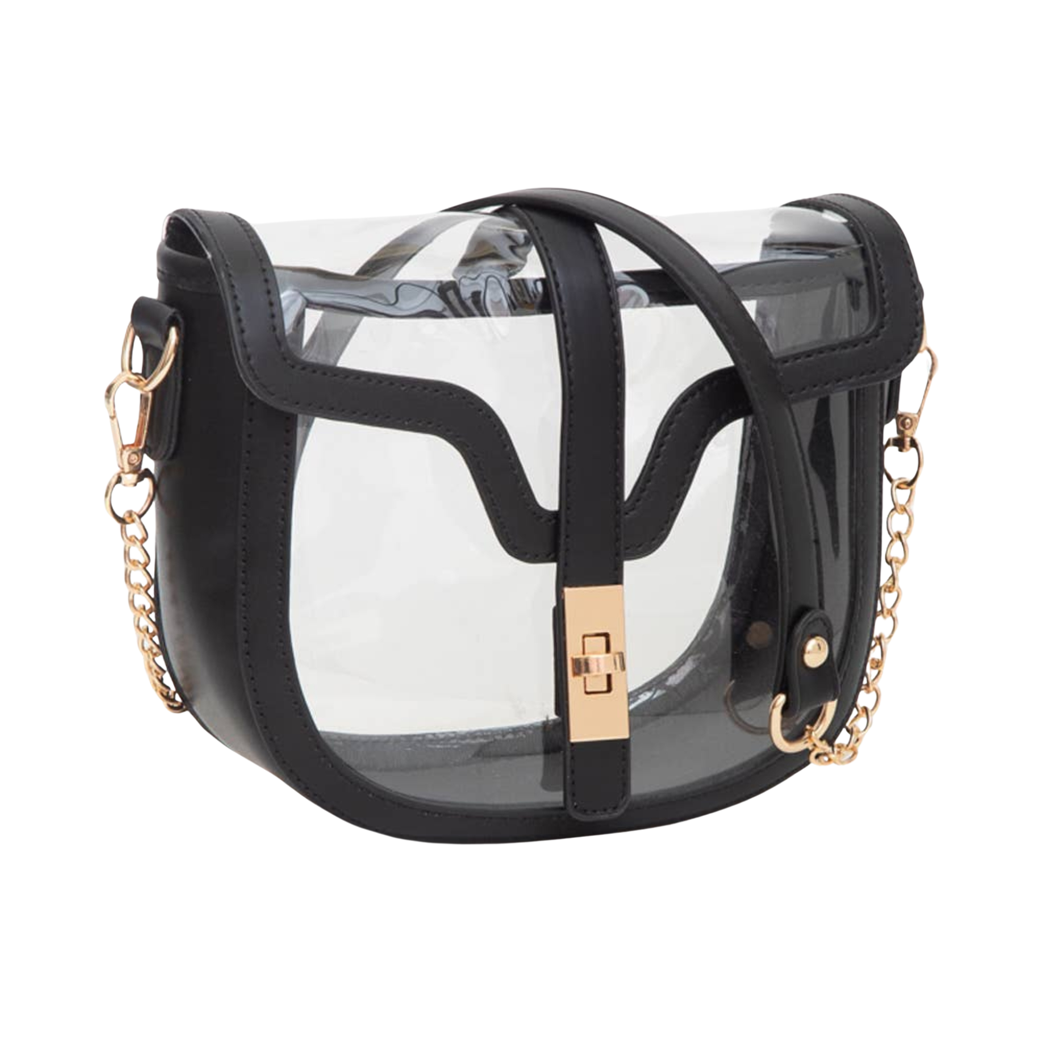 Clear Transparent Saddle Bag | Black