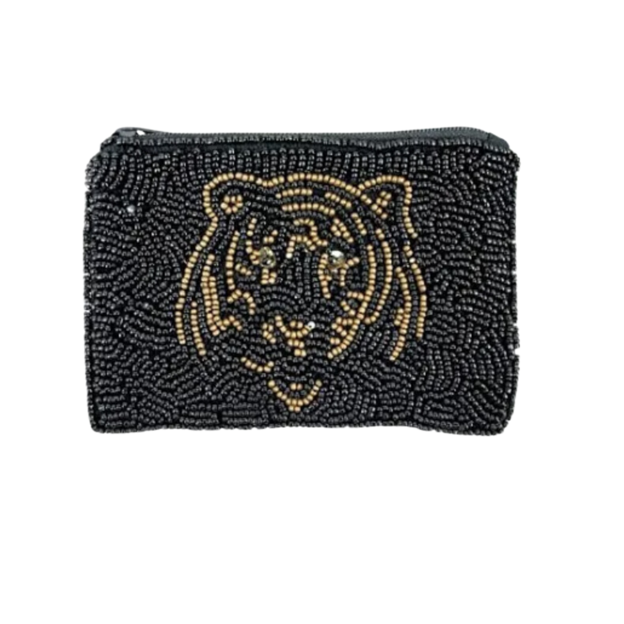Tiger Zipper Coin Pouch - Black