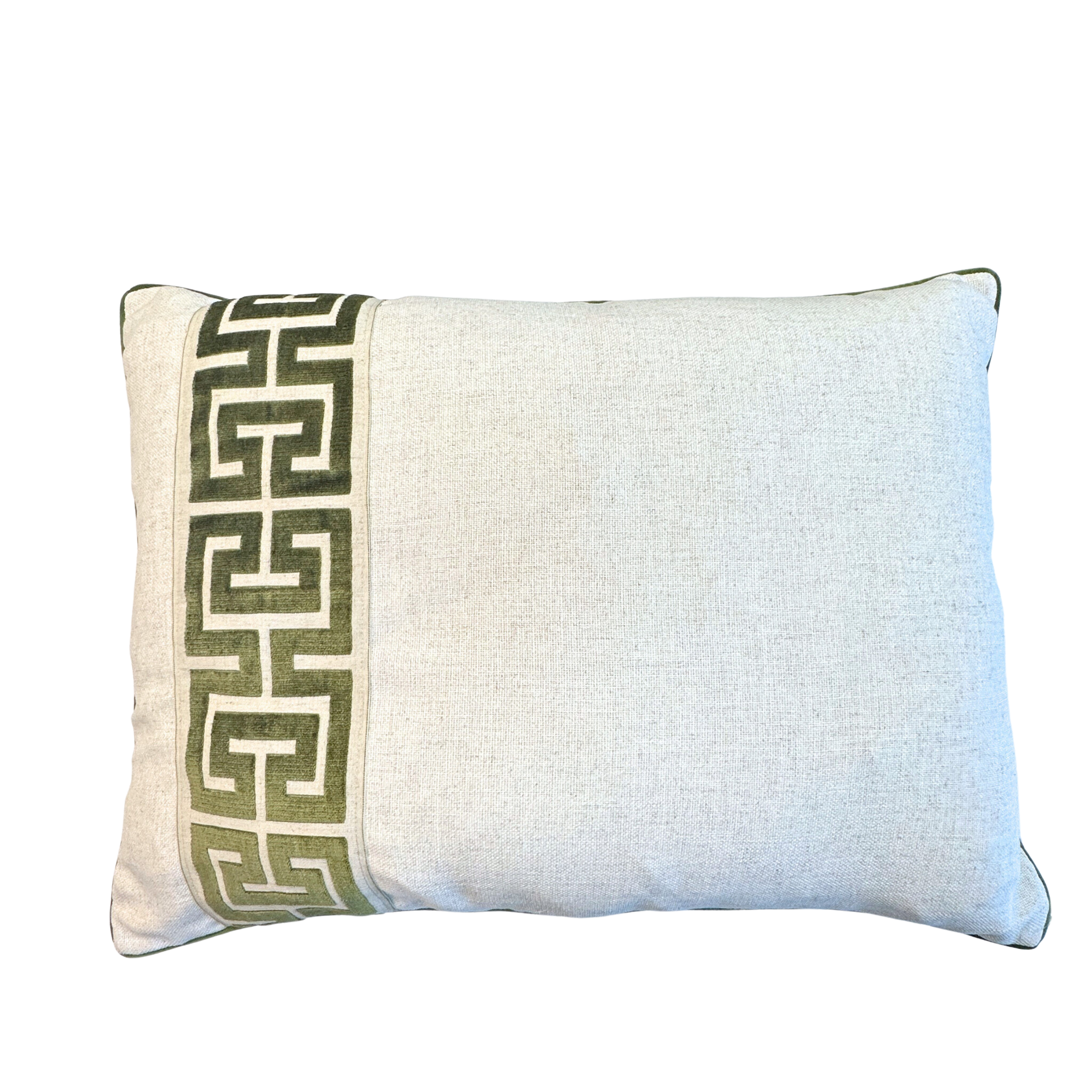 King Euro Pillow with Green Greek Key | 26"x35"