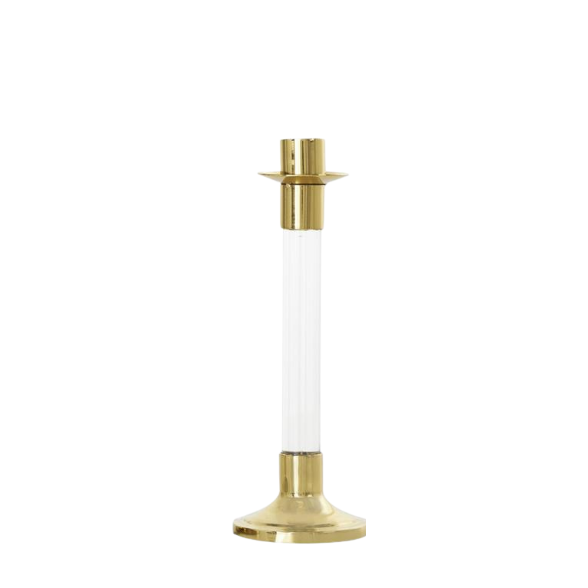 Gold Stainless Candle Holder With Clear Glass Center | 2 Sizes