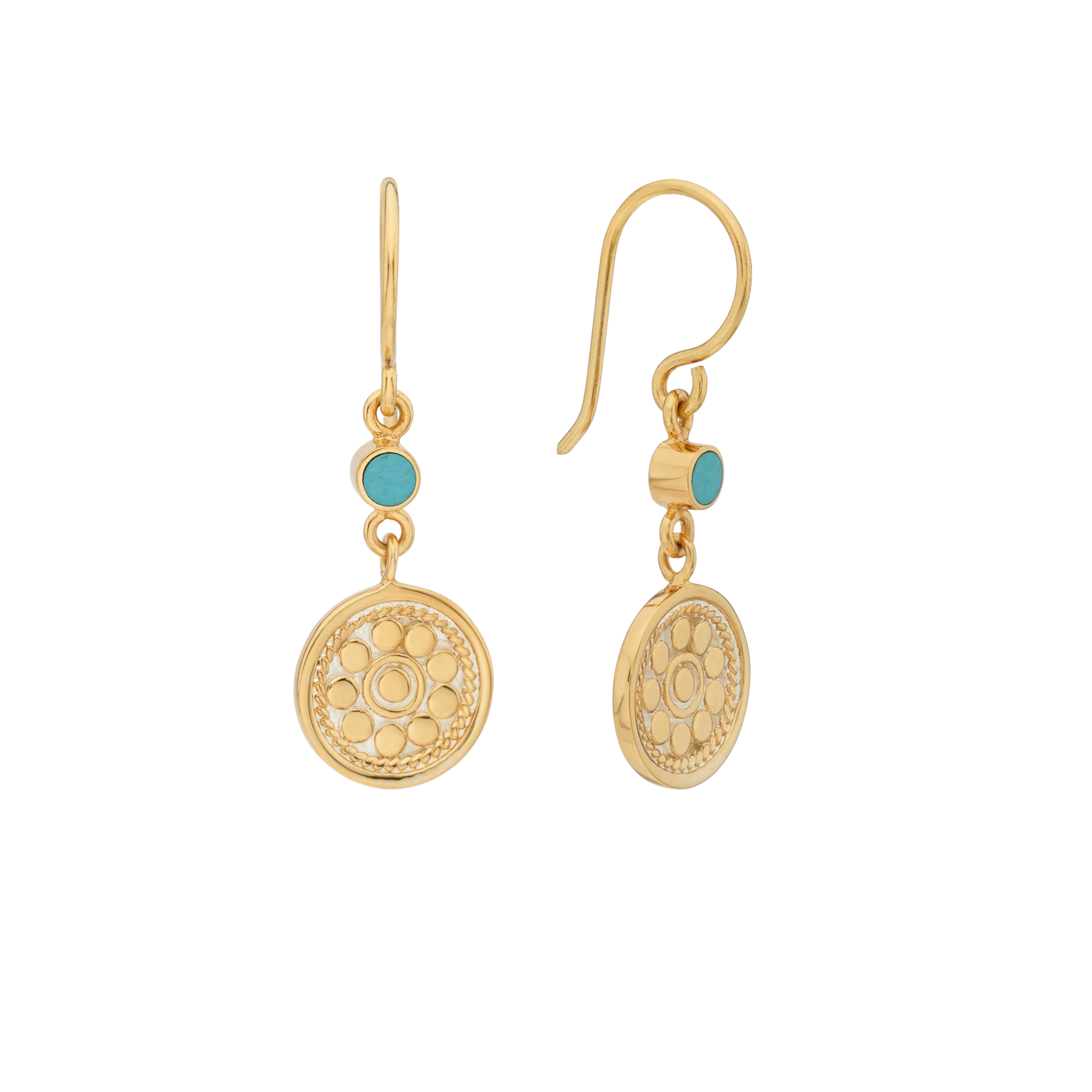 Artista Double Drop Earrings – Gold & Turquoise