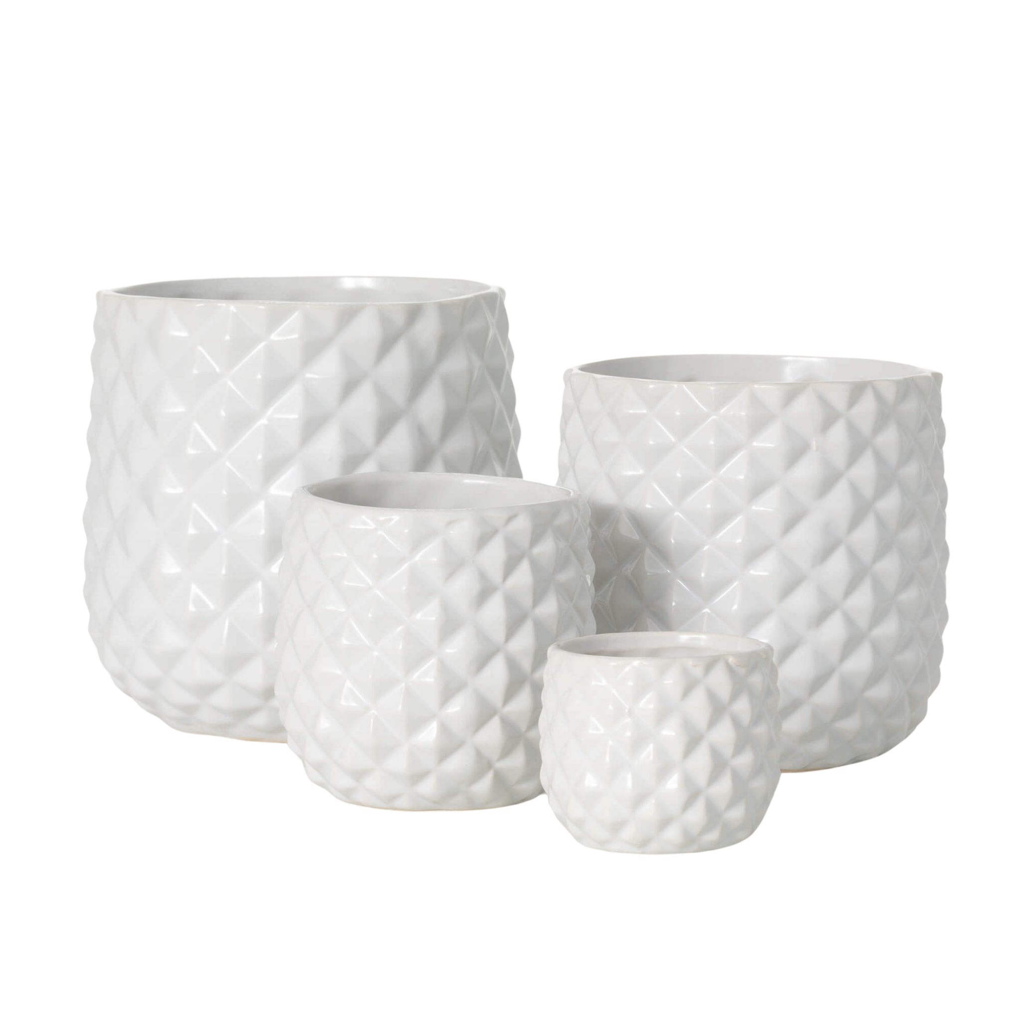 Faceted Glazed Ivory Planter | 4 Sizes