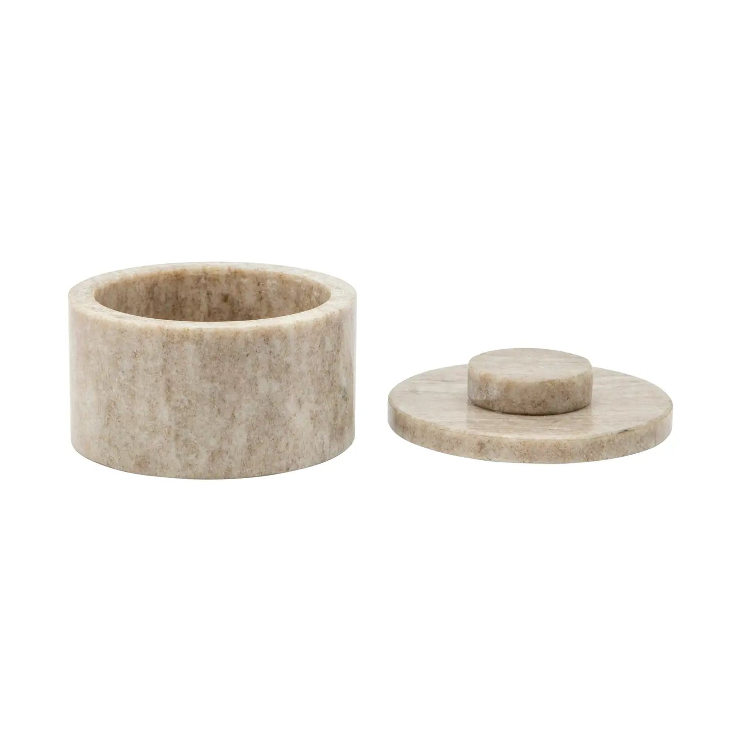 Marble 4" Round Box w/ Knob, Gray