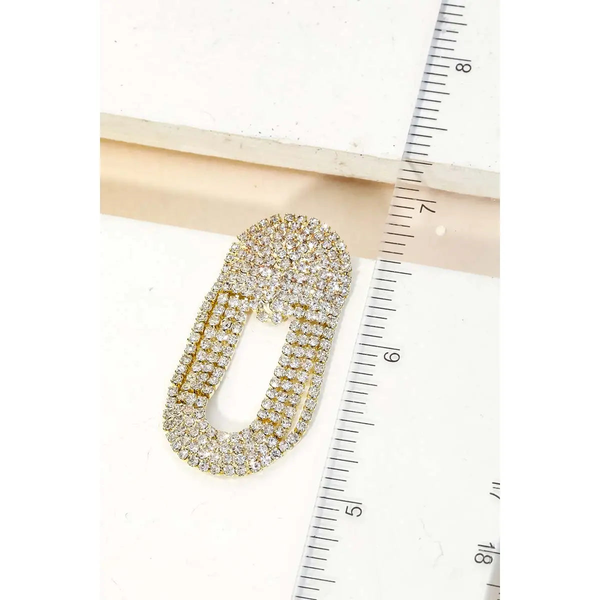 Pave Oval Arch Rhinestone Earrings