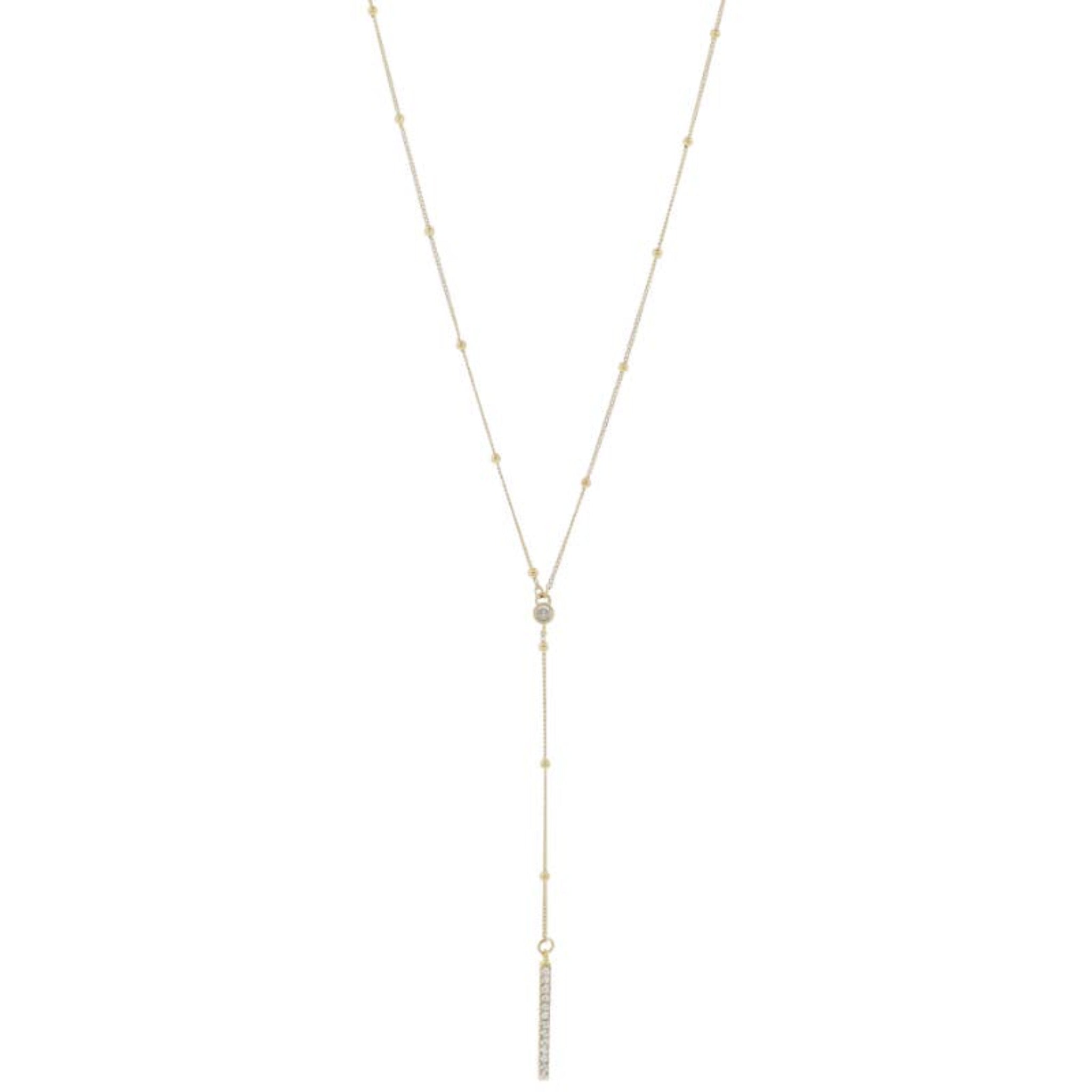 Adjustable Gold Crystal Lariat Necklace