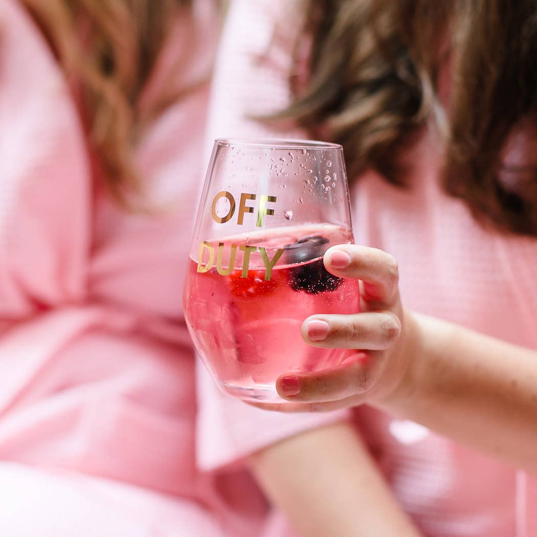 Off Duty - Gold Foil Wine Glass