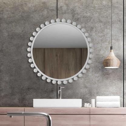 Cyra Round Mirror | White