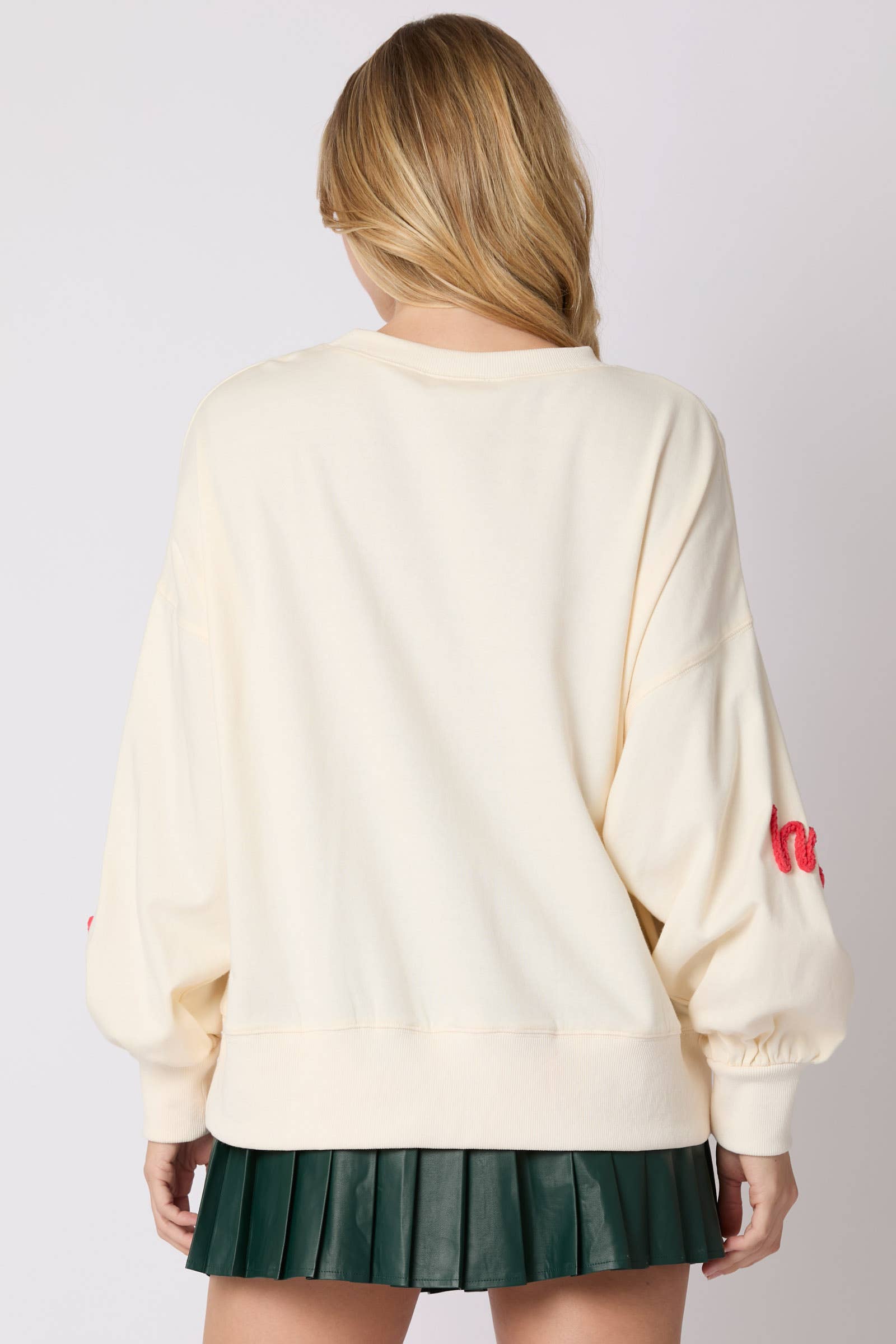 Merry Embroidery Sweatshirt | Cream