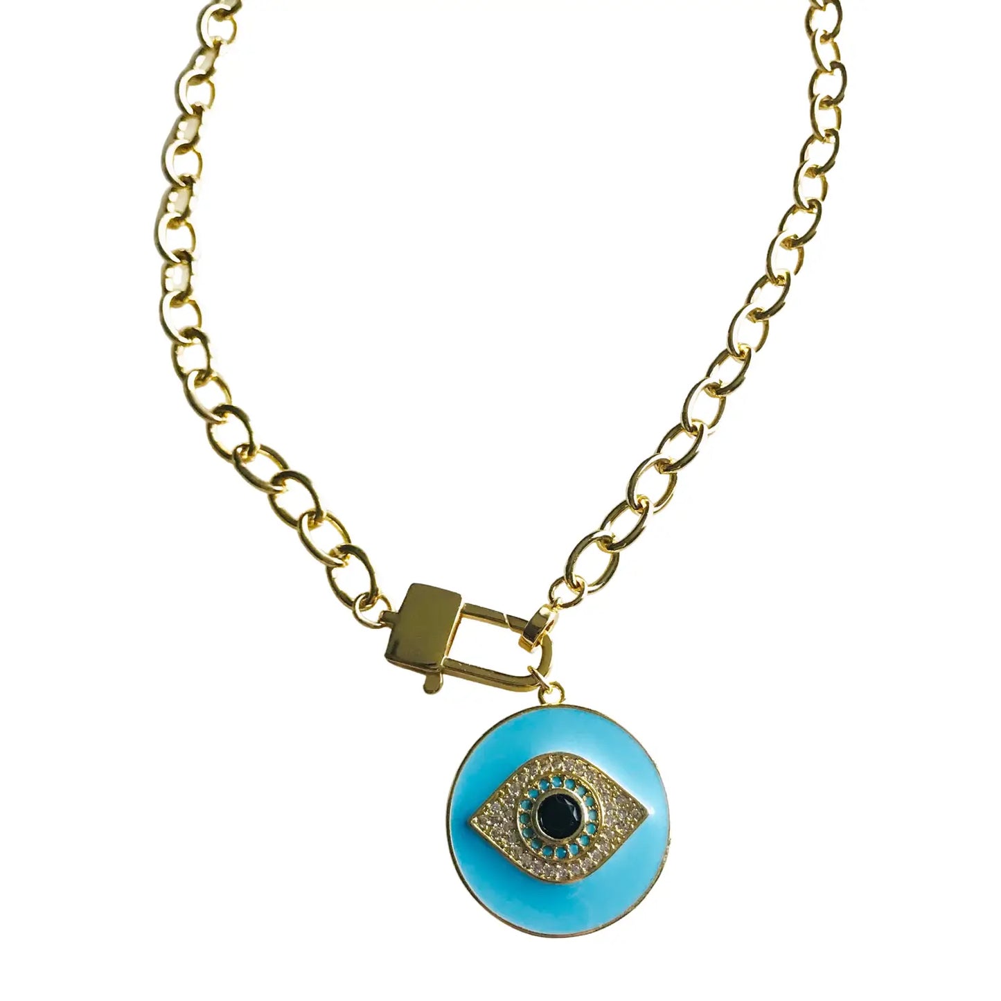 Enamel Evil Eye Clasp Necklace