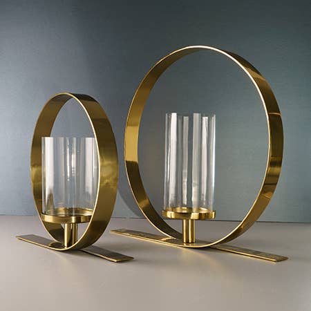 Gold Opulent Round Pillar Holder | Medium