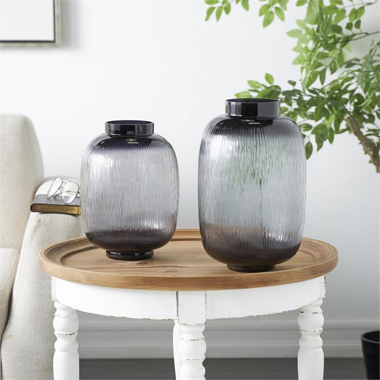 Black Glass Textured Vase | 2 Sizes