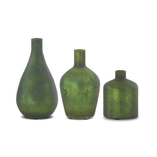 Antique Green Matte Glass Vase (3 Size Options)