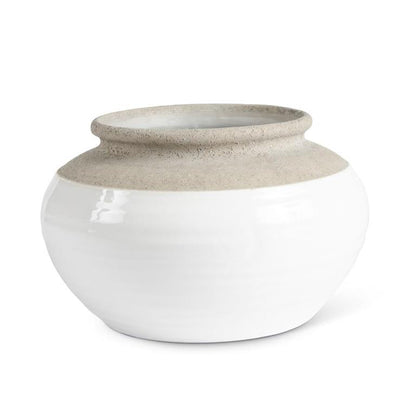 White And Natural Stone Pot (2 Size Options)