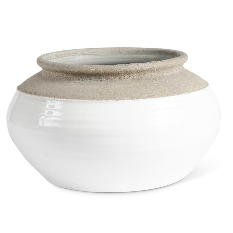 White And Natural Stone Pot (2 Size Options)