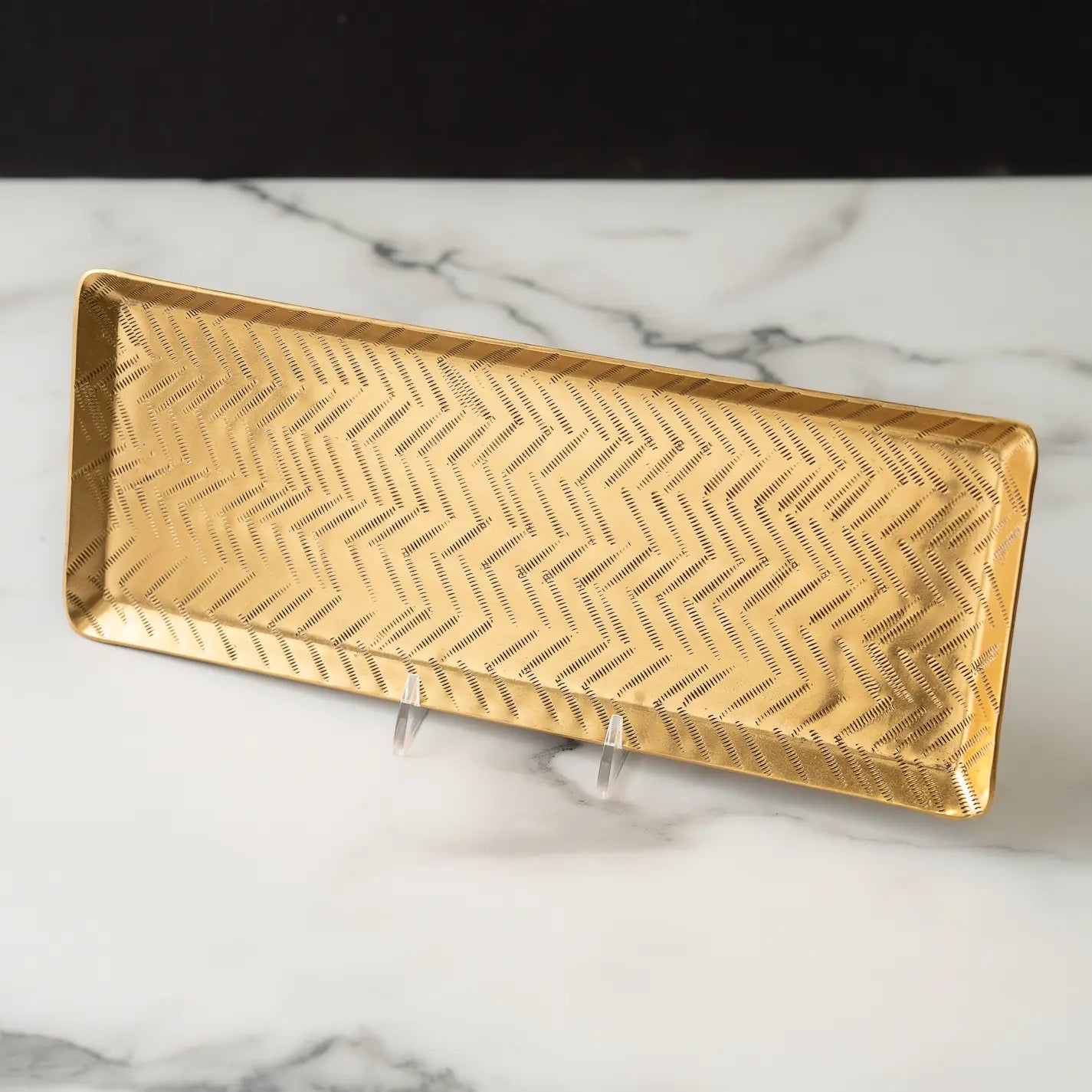 Gold Hammered Rectangle Tray (2 Patterns Available)