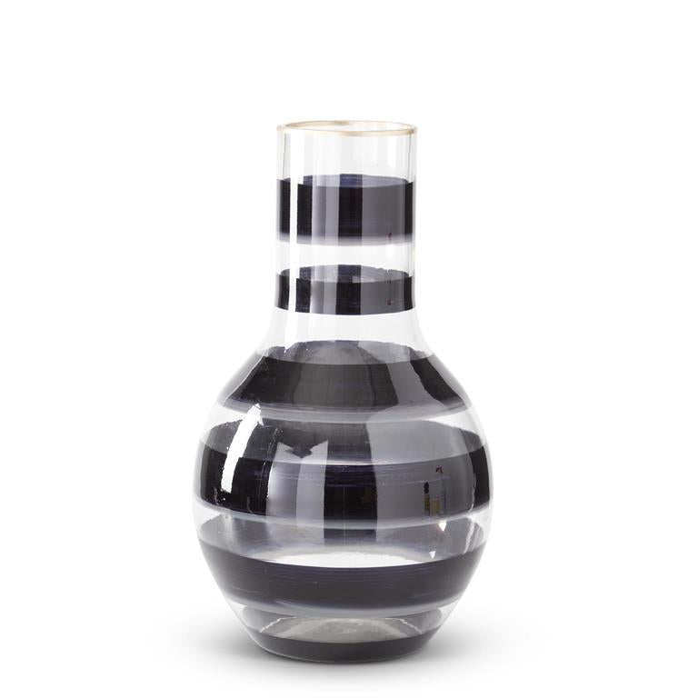 Black & Gray Striped Clear Vase