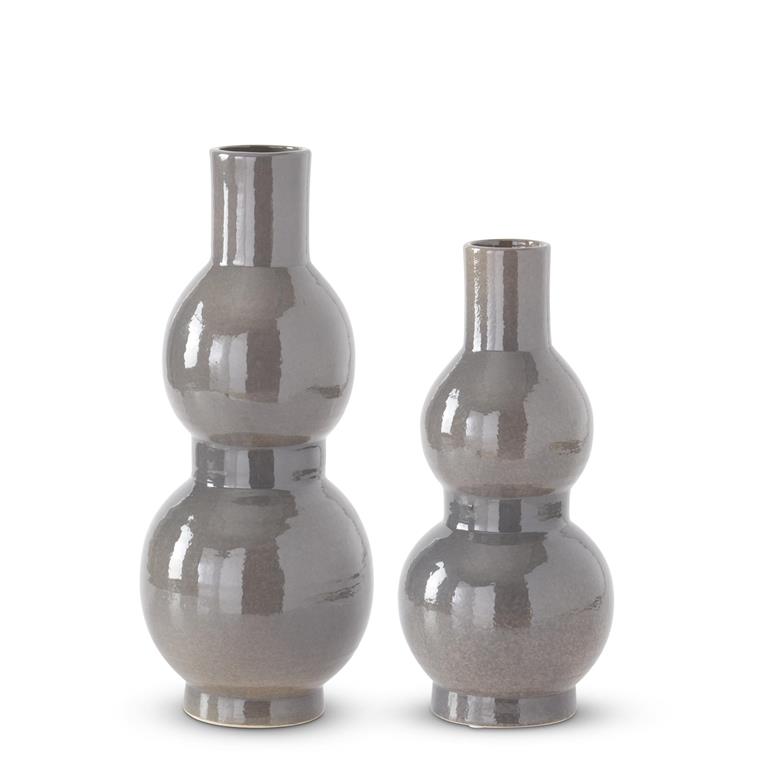 Gray Ceramic Double Bubble Vase