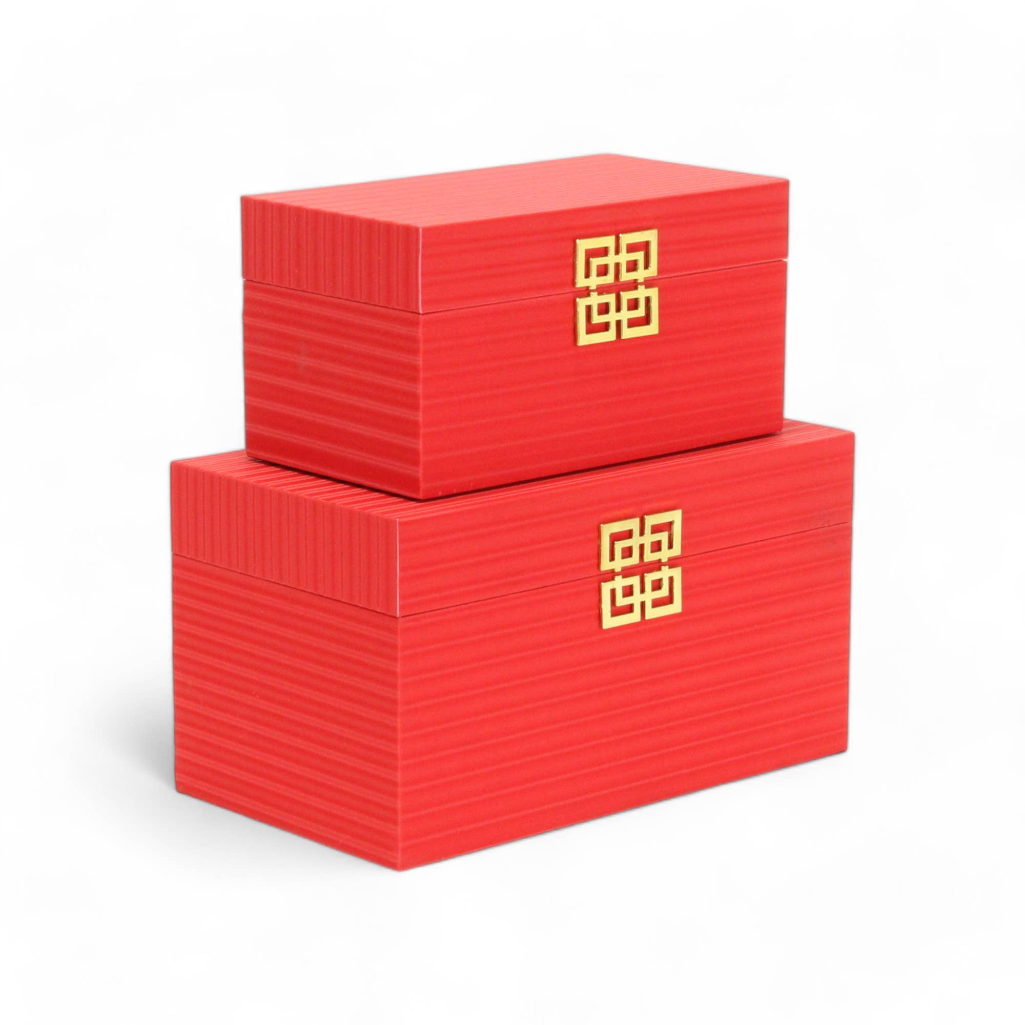 Red Striped Storage Box Gold Emblem | 2 Sizes