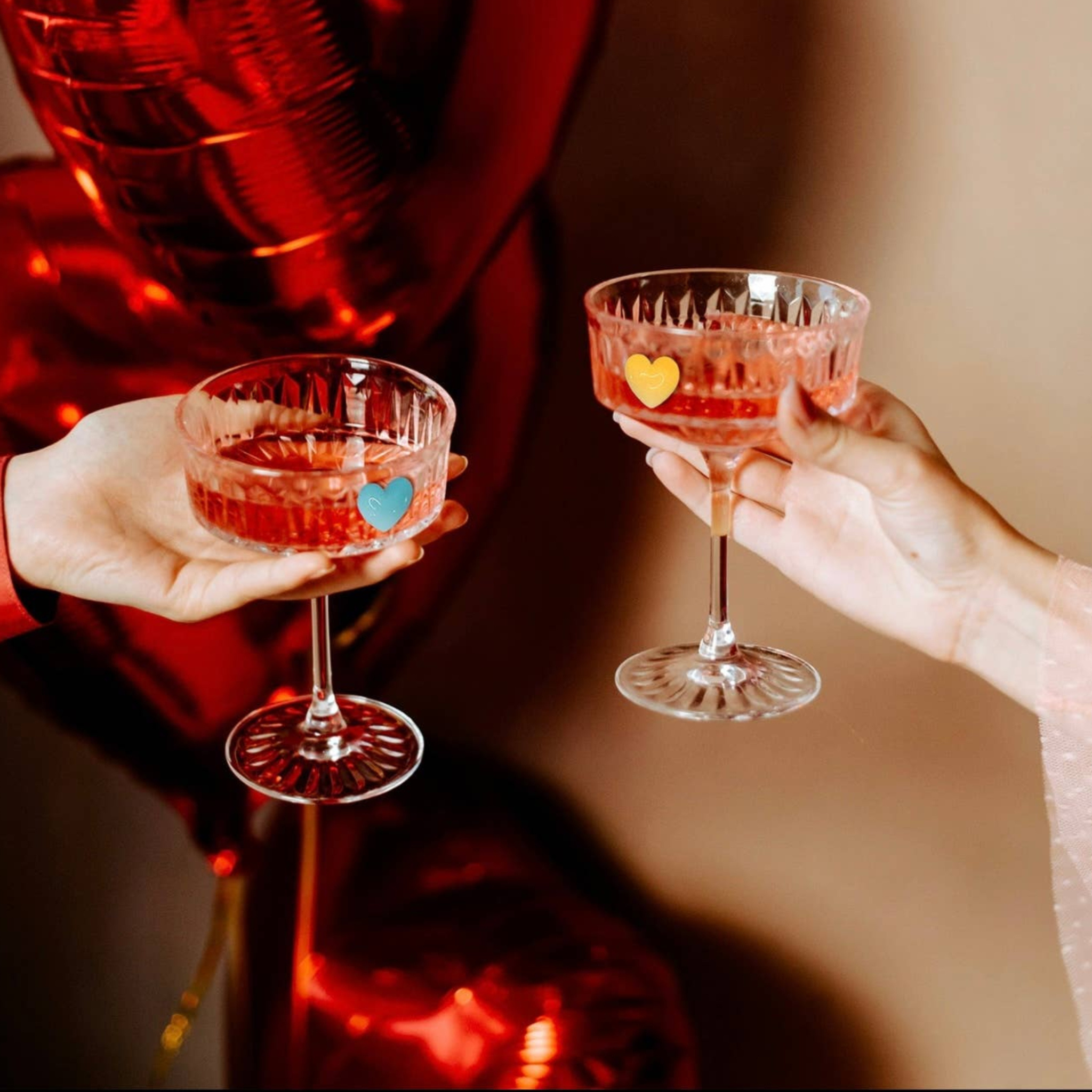 Rainbow Heart Magnetic Drink Gems