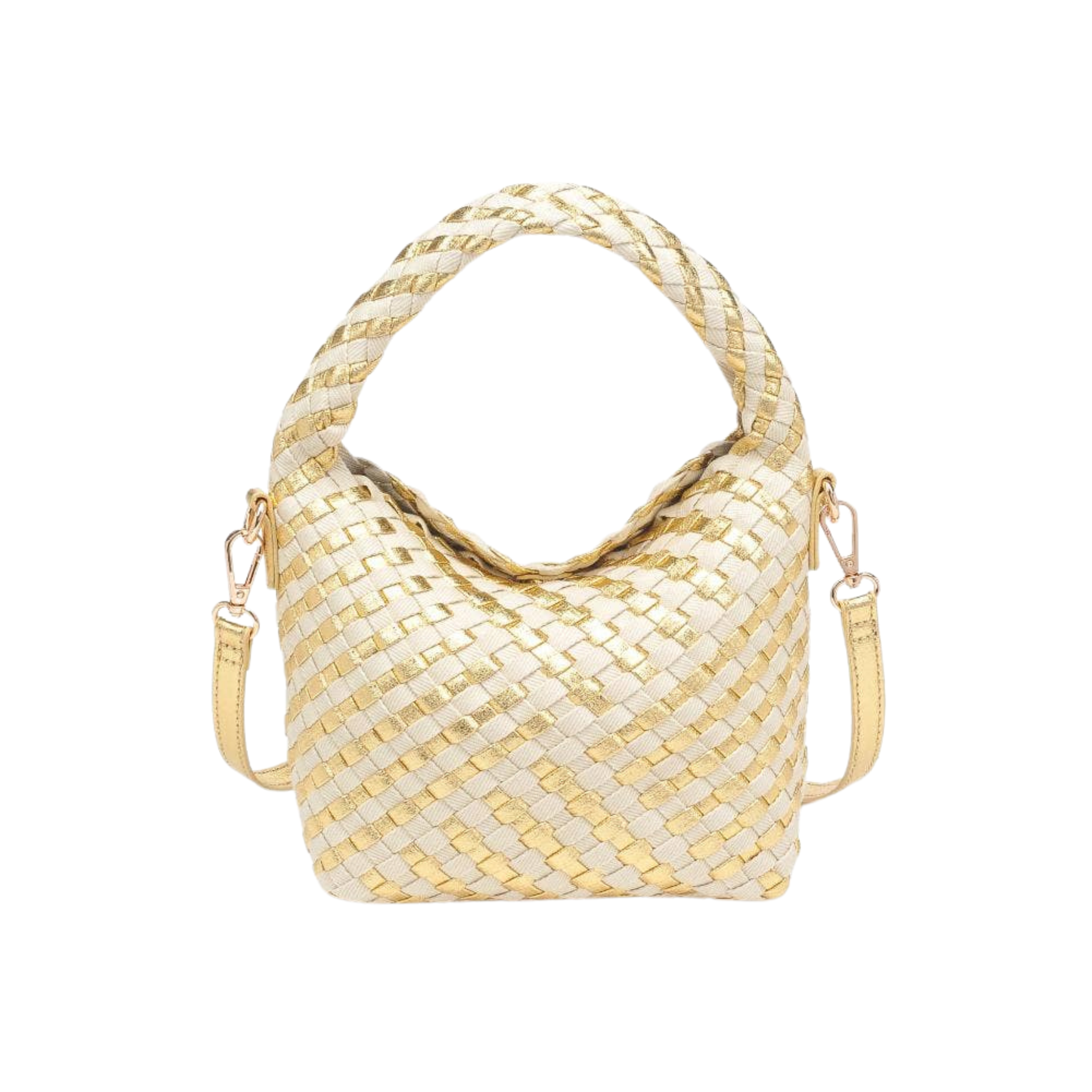 Jessamine Woven Crossbody | Gold & Ivory