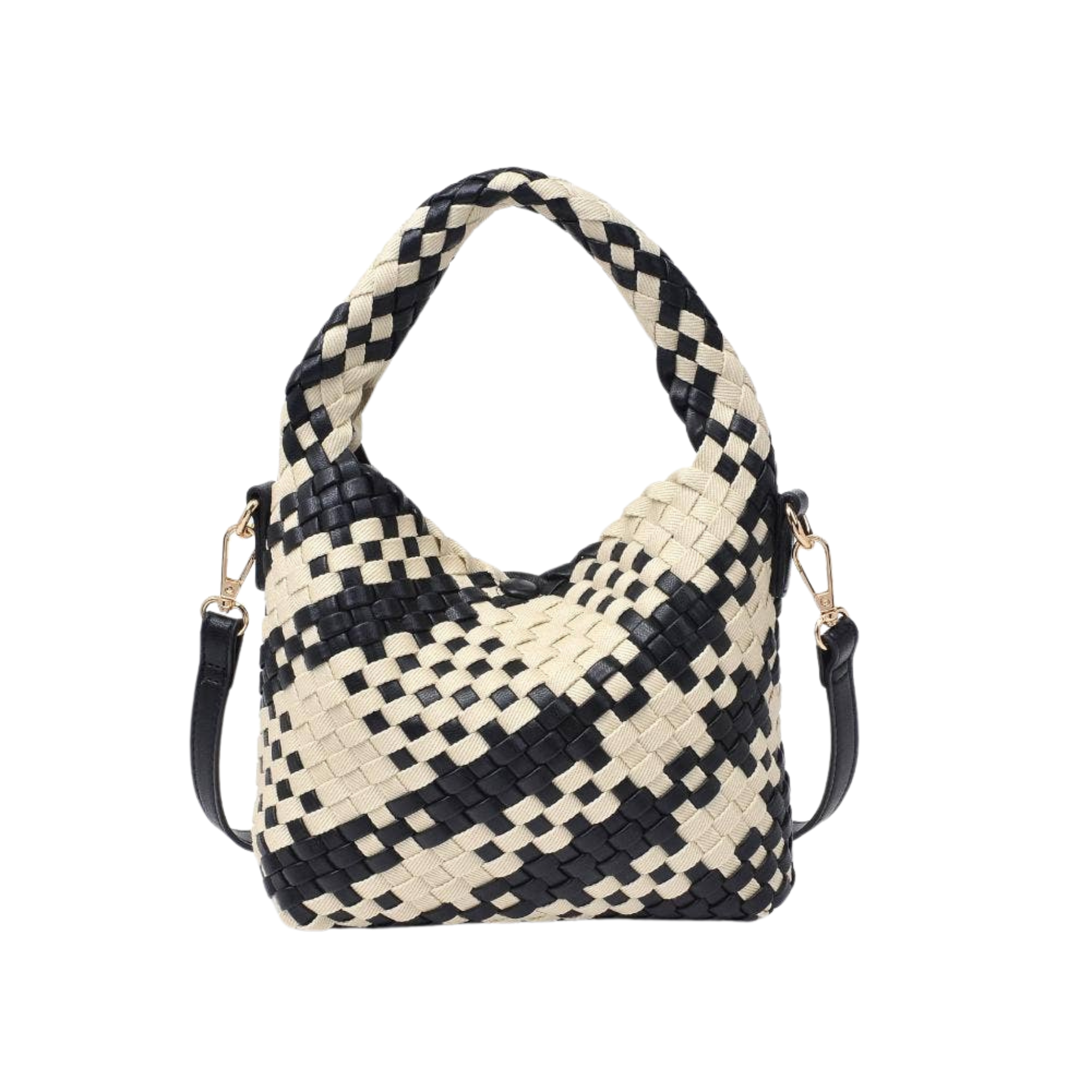 Jessamine Woven Crossbody | Black & Ivory