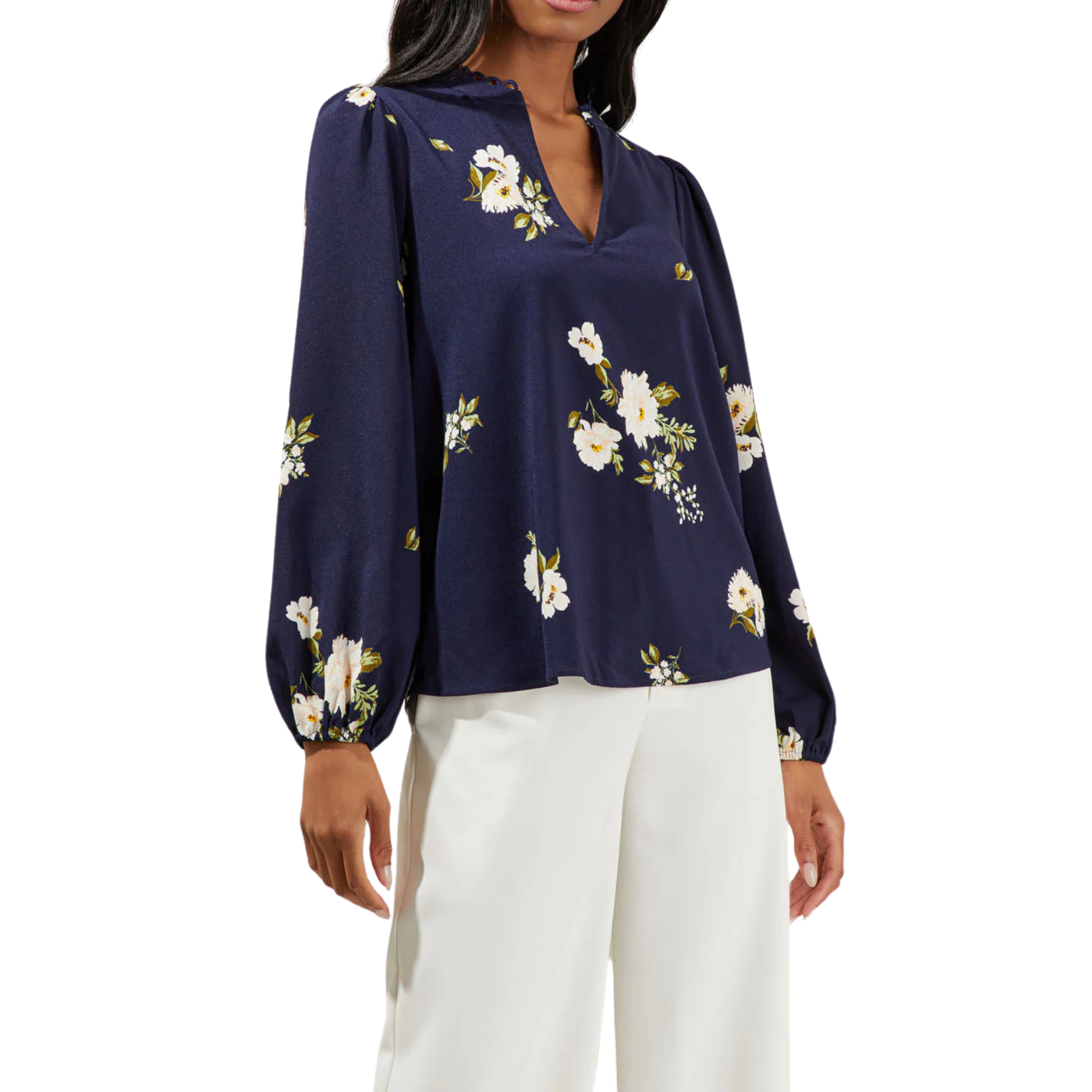 Arlene Floral Split Neck Blouse