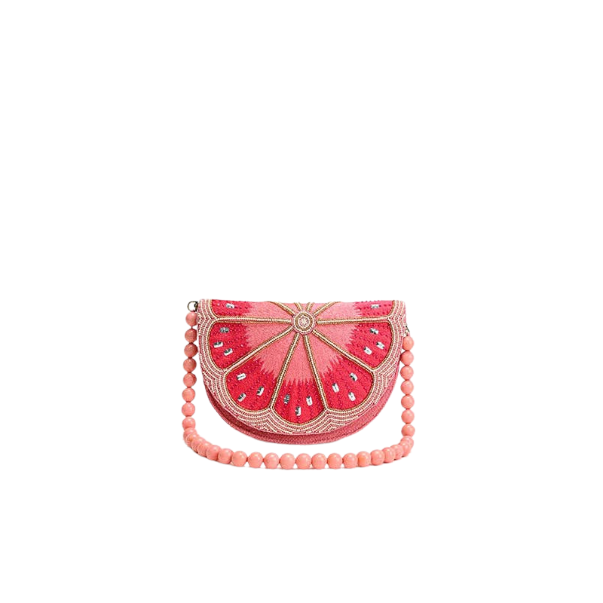 Cresent Pink Lemon Embellished Shoulder Bag