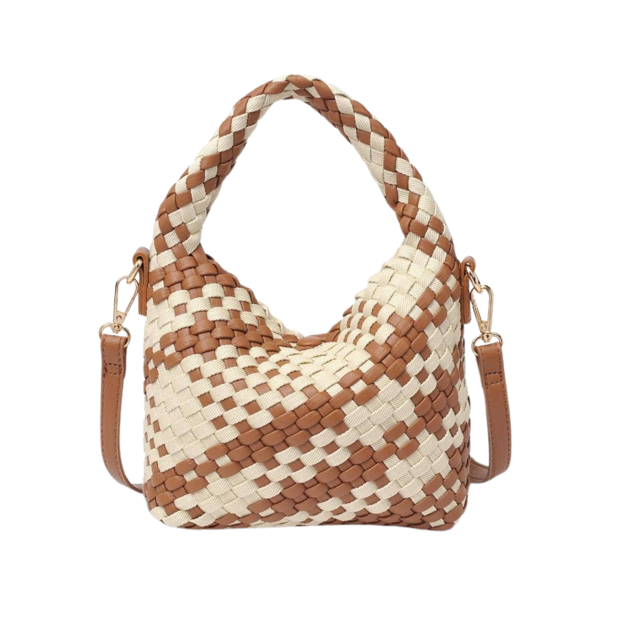Jessamine Woven Crossbody | Chocolate & Ivory