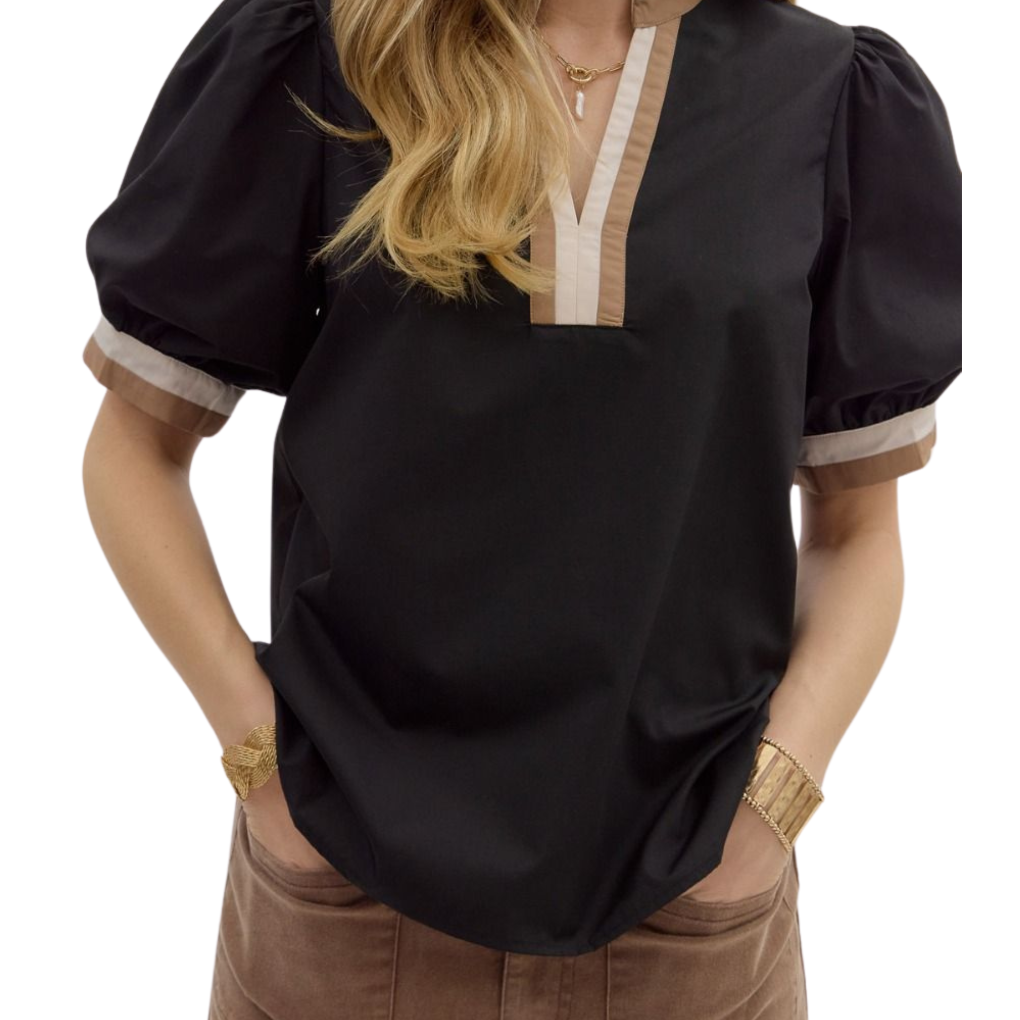 Multicolor Trim Bubble Top