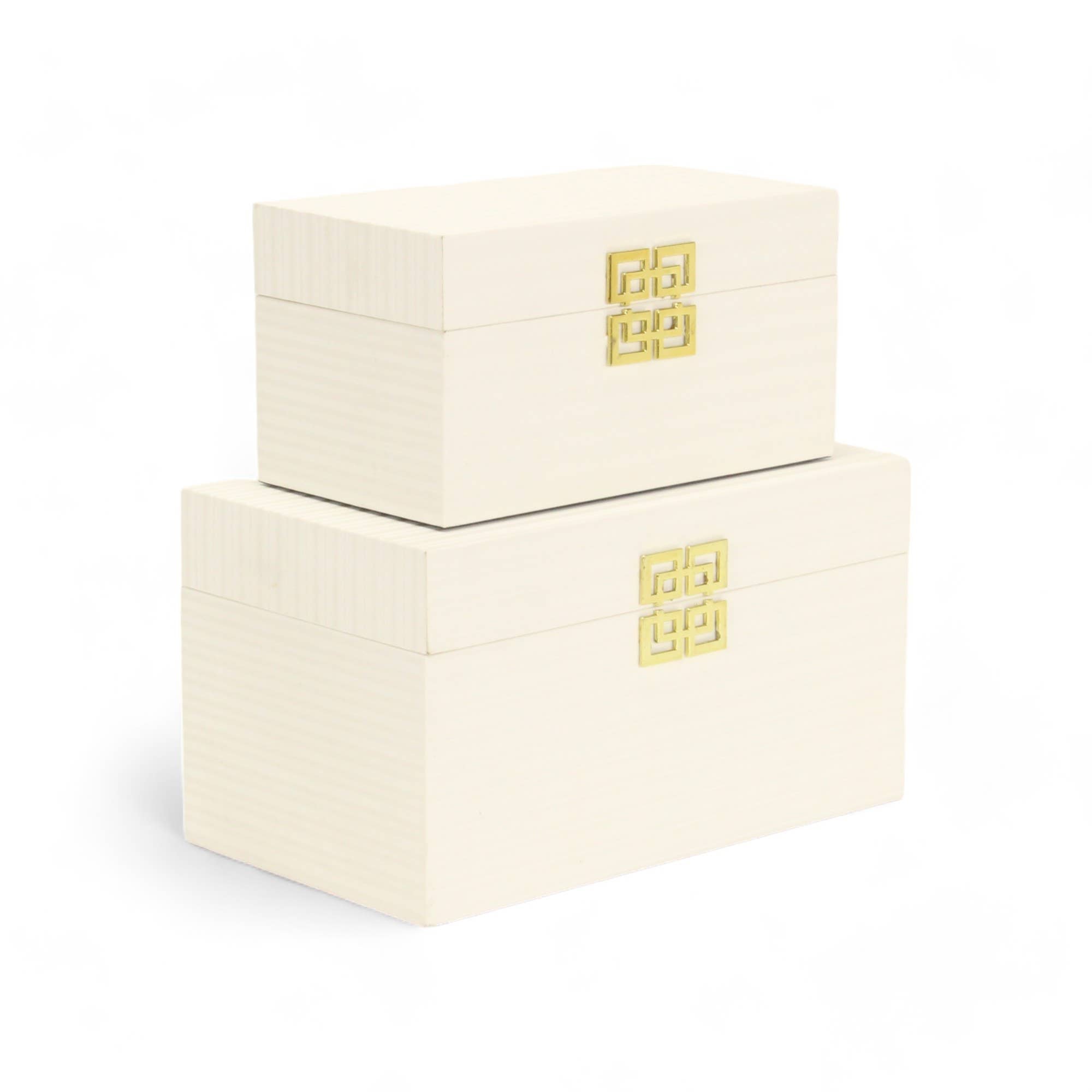 White Striped Box Gold Emblem | Gold Emblem | 2 Sizes