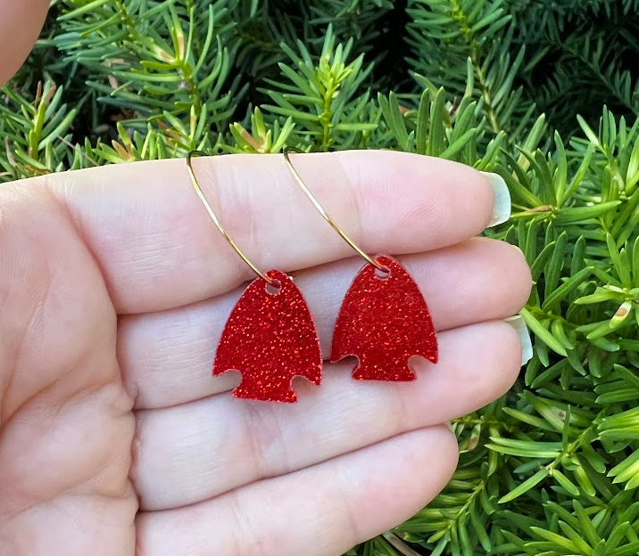 Red Arrowhead Chiefs Kansas City Hoop Earrings KC