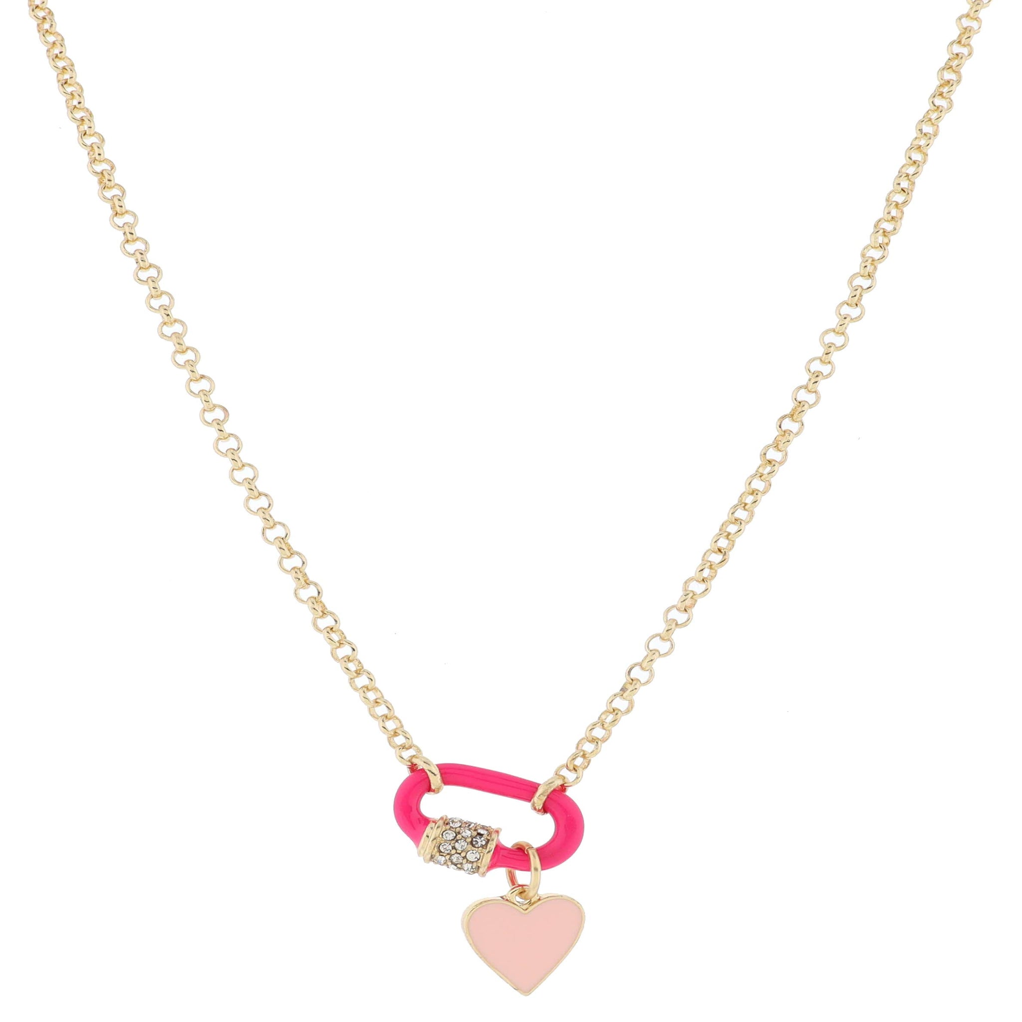 Hot Pink Enamel Carabiner Necklace