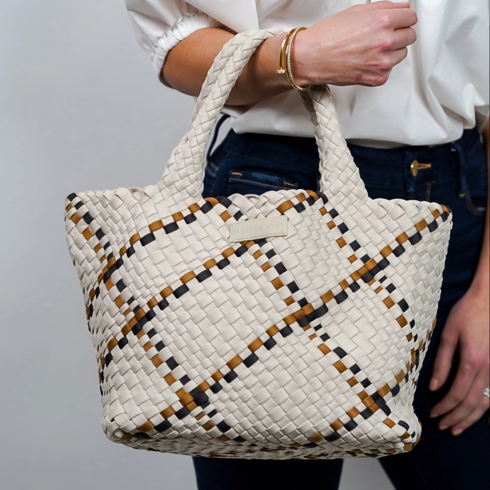 Bone & Camel Woven Tote