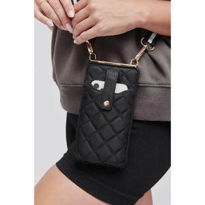 Black Quilted Cell Phone Crossbody