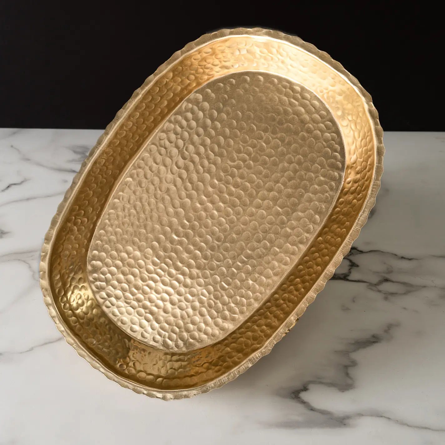 Gold Oval Torn Edge Tray with Lip