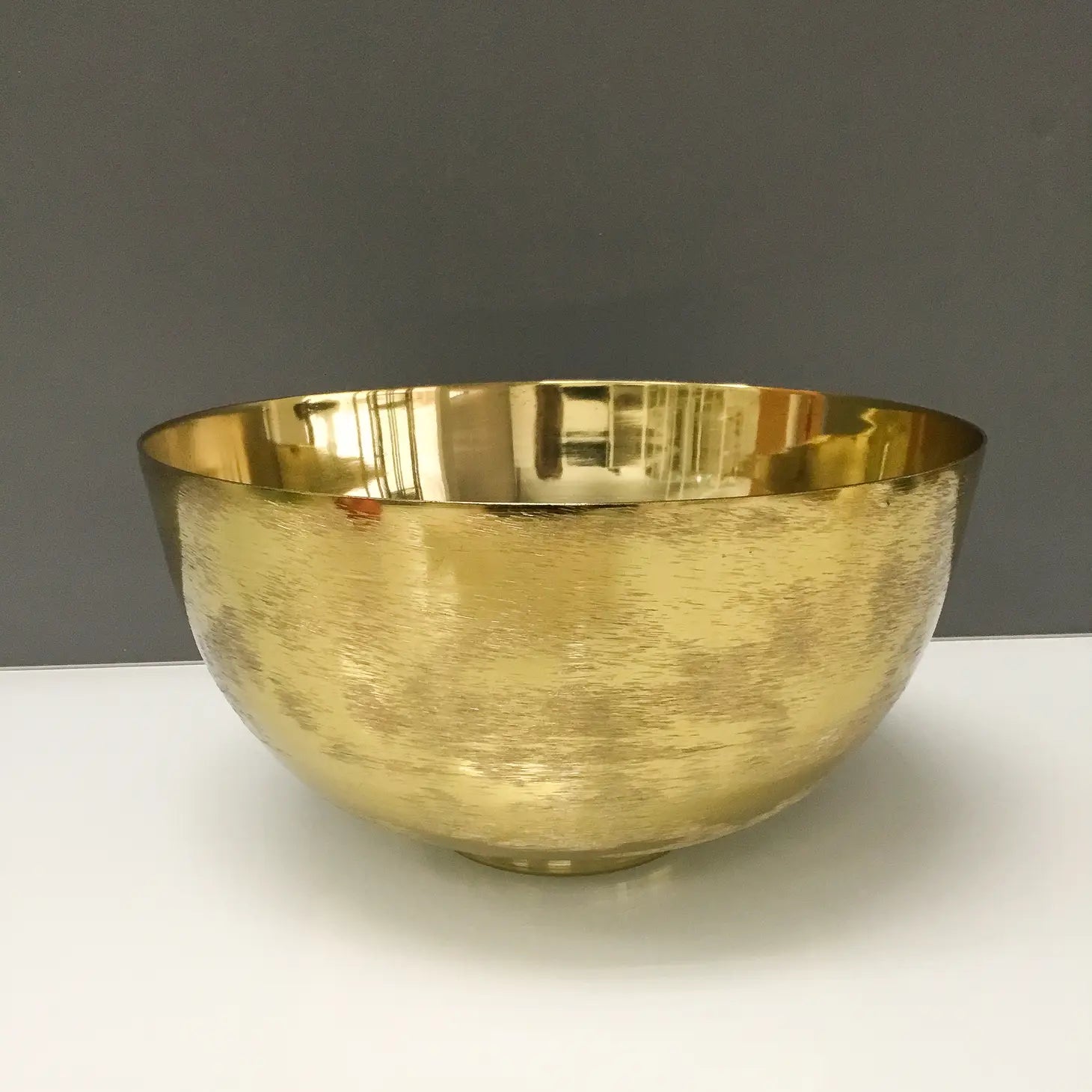 Large Gold Round Etched & Polished Bowl