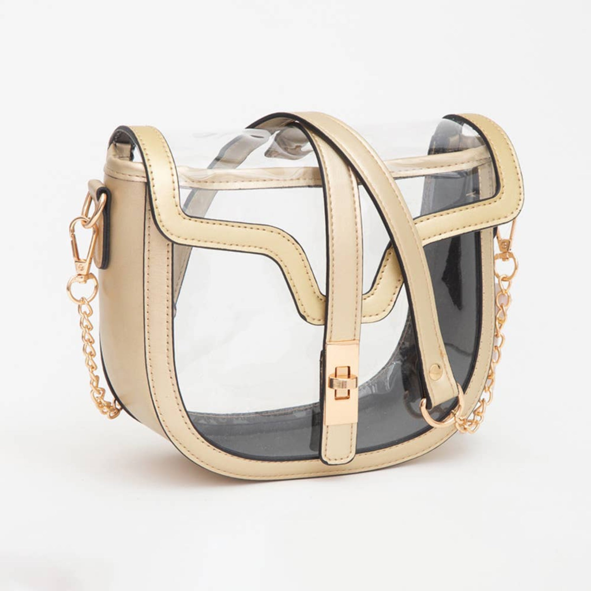 Clear Transparent Saddle Bag | Gold