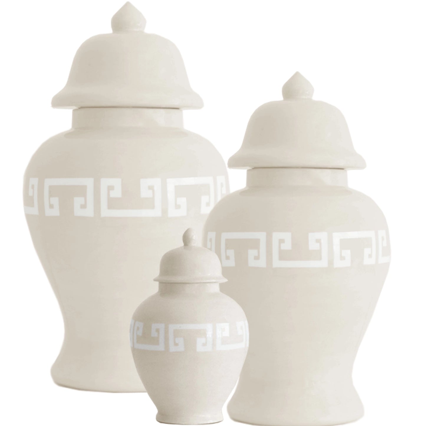 Beige Greek Key Jar (3 Size Options)