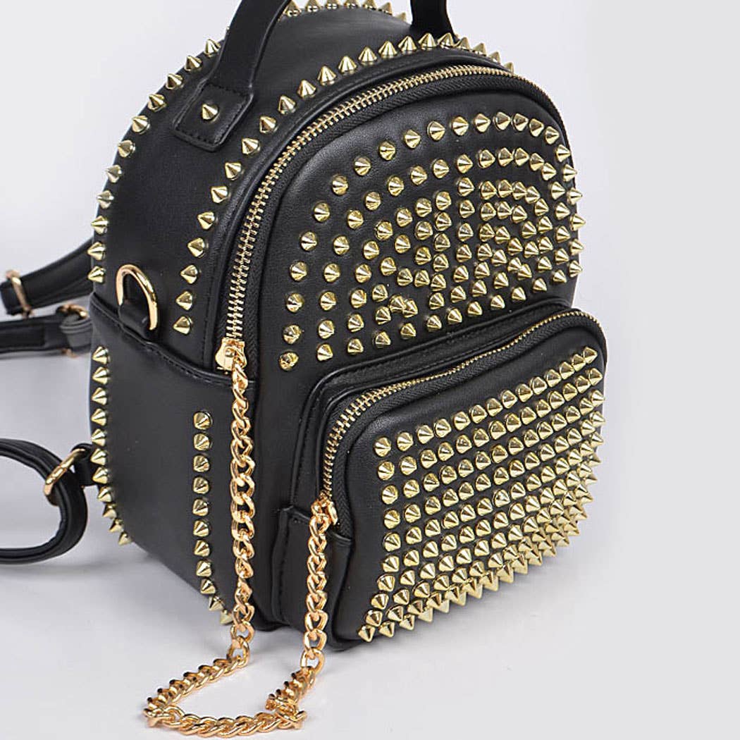 Studded Backpack With Chain Zipper