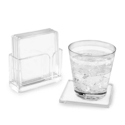 4" Square Coasters With Holder