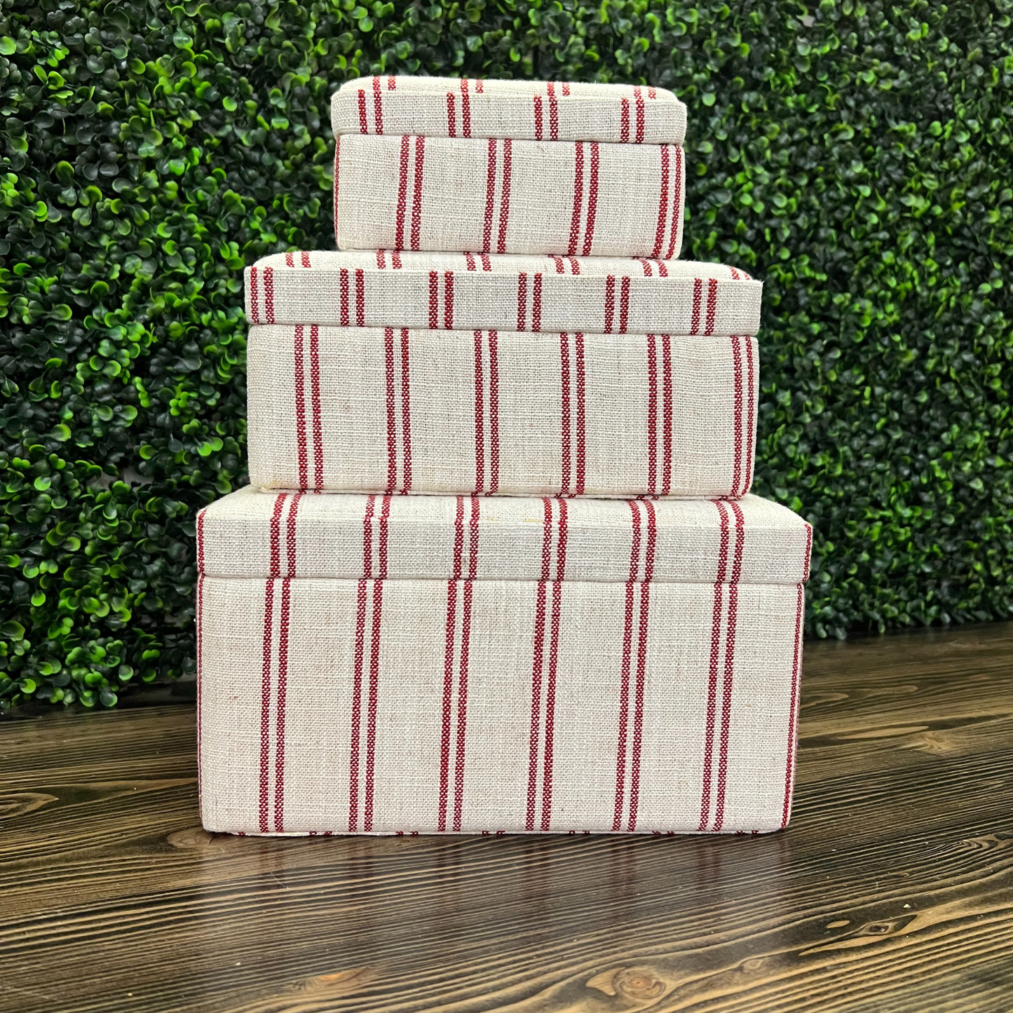 Red & Cream Striped Box - Large